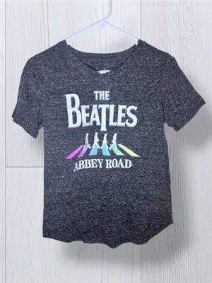 THE BEATLES Abbey Road Pastel Rainbow Silhouette Graphic Tee | Dark Heather Gray thumbnail 3