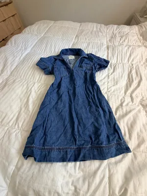 Habitual dark blue denim short sleeve collared mini dress Size XS thumbnail 6