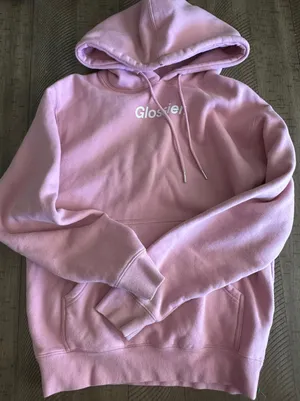 Glossier Classic Oversized Pink Fleece Hoodie - Size XS (Fits S/M) thumbnail 1