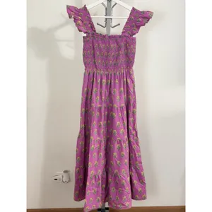 Ultramarine Floral Smocked Tiered Midi Dress Cottagecore Boho Peasant L NWT thumbnail 2