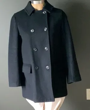 Gap double breast black unlined coat. Size Large thumbnail 1