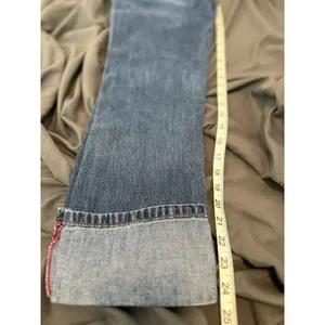 Abercrombie & Fitch Y2K Low Rise Straight Leg Cuffed Jeans Sz:00 Blue Button Fly thumbnail 5