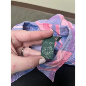 Lauren Ralph Lauren Plaid Linen Long Sleeve Monogram button down Shirt Womens S thumbnail 5