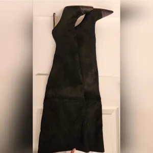 Good American Thigh High Slouch Faux Suede Women’s Black Boots Size 5.5 thumbnail 4