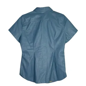 J.Crew Slim Fit ShortSleeve Faux Leather Shirt Snap Button Down 4 Dusty Sea Blue thumbnail 11