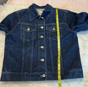 Vintage Denim Jean Jacket Dark Wash Size Large 100% cotton thumbnail 6