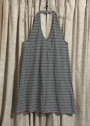 American Eagle Stripe Ribbed Halter Dress thumbnail 1