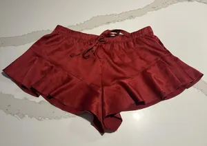 Victoria's Secret Red Pull On PJ Pajama Lounge Shorts Satin Sz Small S thumbnail 1