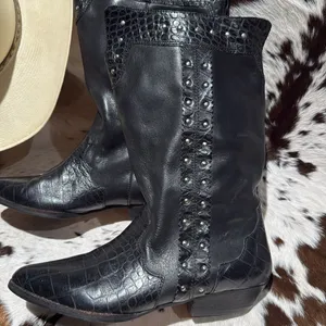 Marc‎ Alpert 100% Leather Western Studded Boots Burning Man Size 8.5 T1 thumbnail 3