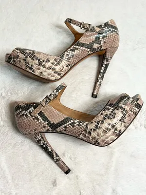 Coach Snake Print Peep Toe Mary Jane High Heels Size 6 Shawna Python Animal thumbnail 8
