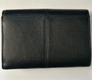 Coach Women’s Black Tri-Fold Wallet with Gold Script Logo thumbnail 1