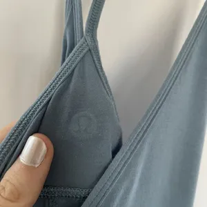 Lululemon gray blue v-neck t-back size 8 workout athleisure unlined lightweight thumbnail 3