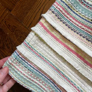 Vilagallo EUC Multicolored tweed shift dress Summer tweed textured V back Blue Size 4 thumbnail 6