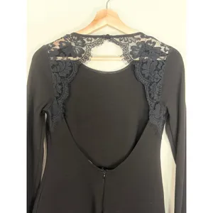 Lulus‎ Black Y2K Lace Open Back whimsigoth Mini Dress Long Sleeve Size M thumbnail 3
