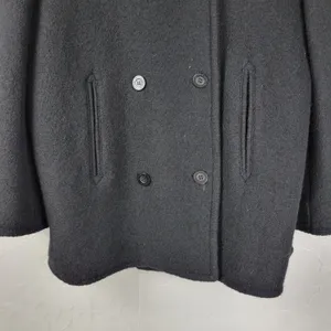 Liz Claiborne Womens Pea Coat 14 Black Wool Double Breasted Outerwear Winter thumbnail 4