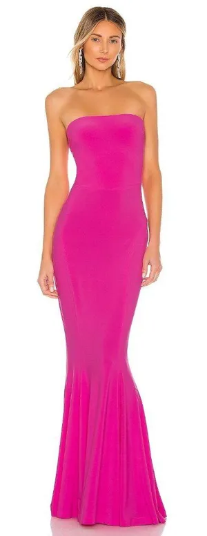 Norma Kamali Strapless Fishtail Gown in Orchid Pink XXSmall Womens Maxi thumbnail 1