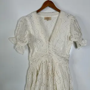 Anthropologie Love The Label Cream‎ Eyelet Button Down Dress Size Xsmall thumbnail 6