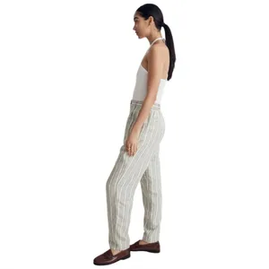 Madewell NWT The Tailored‎ Tapered Pant in Striped Linen-Blend Green White 6 thumbnail 6