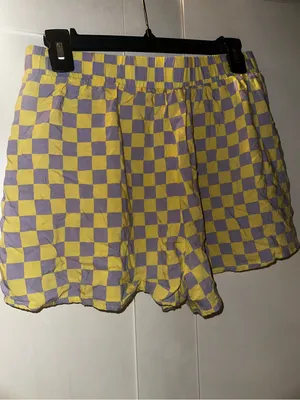 Ascot & Hart Yellow & Lavender Check Button Down + Shorts Lounge Set thumbnail 9