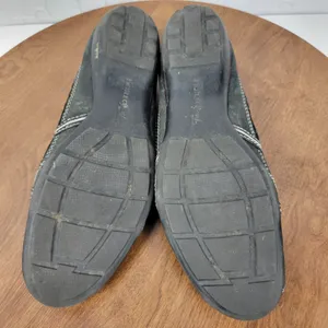 Natural Soul Women's Plantain Flats 9.5 Black Suede Leather Laser Cut Slip On thumbnail 9