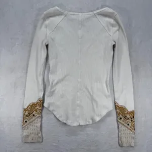 We The Free Thermal Top Paisley Cuff Long Sleeve Shirt Casual White Size S‎ READ thumbnail 8