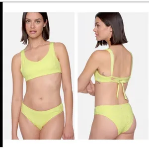 Hurley Crochet Soft Strap‎ Bikini Set Yellow Cheeky Coverage Swimsuit size XS thumbnail 2