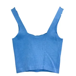 NEW Abercrombie & Fitch Blue Knit Cropped Crop Top Tank Top Womens Size Medium M thumbnail 2