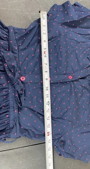Vermont Country Store S Navy Pink Polka Dot Shirt Dress Cotton Tie Waist Cottage thumbnail 9
