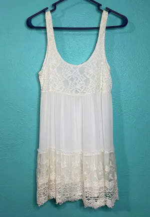 Abercrombie & Fitch Mini White Flowy boho dress thumbnail 1