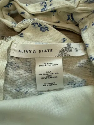 Altar'd State Cream Floral Tie-Strap Peplum Tank thumbnail 3
