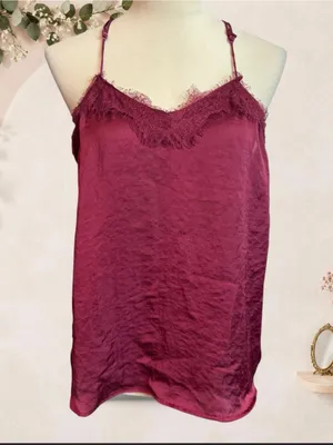 Nine West Wine Lace-Trim Satin Camisole thumbnail 4
