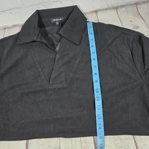 Area Stars Black Waffle Knit Cropped Polo Top Long‎ Sleeve Large ASDJF2338B thumbnail 5