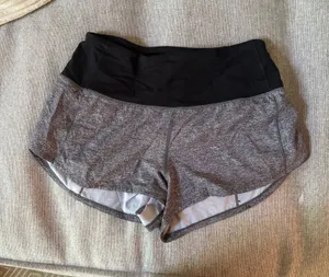 Grey low waisted lulu shorts thumbnail 1