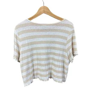 Billabong ‘Breeze By’ Neutral Striped Ruffle Top thumbnail 5