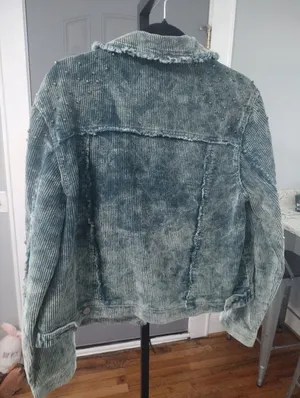 POL Teal Corduroy Button Jacket with Stud Accents thumbnail 4