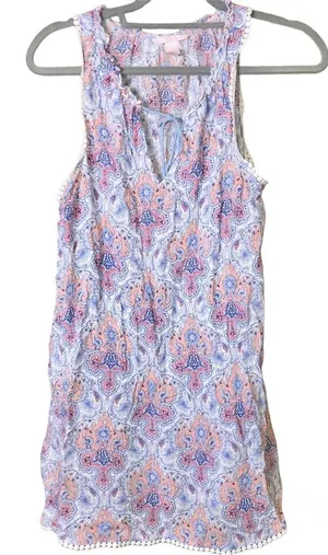 Victoria’s Secret Paisley Sleeveless Slip Dress Nightgown Pink Blue‎ Size small thumbnail 1