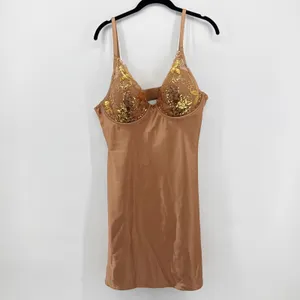 Victoria's‎ Secret XL Bronze Sequin Floral Underwire Slip Dress Gold Embroidery thumbnail 3