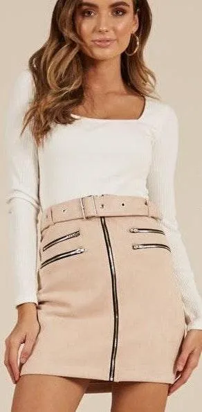 Nude Suede Skirt thumbnail 1
