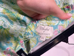 Crafted By Mahogany Womens Pajama Set Green Hawaiian Floral Xl Cotton thumbnail 7