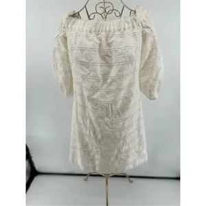 Vince Camuto White Eyelet Off The Shoulder Mini Dress Size 6 Cotton thumbnail 4
