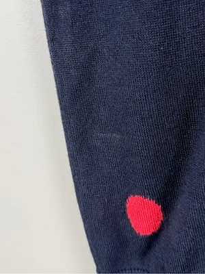 J. CREW Sweater DOT Silk Tencel Polka Crewneck Navy Poppy Fitted medium thumbnail 3