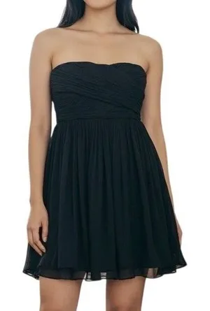 J.Crew Arabelle Strapless‎ Silk Chiffon Dress Navy Blue Size 4 Ruched Cocktail thumbnail 1
