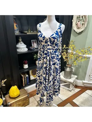 Alexis for Target Asymmetrical Botanical Blue Dress – Size M thumbnail 3