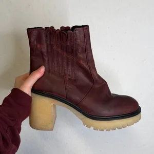 Free People James Wine Leather Platform Heeled Boots thumbnail 4