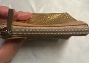 Gold Metallic Textured Leather Coin Purse thumbnail 4