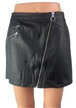 Express Black Faux Leather Asymmetrical Zip Mini Skirt thumbnail 1