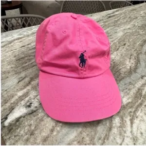 Ralph Lauren Vibrant Pink Cap with Navy Logo thumbnail 4
