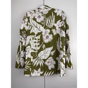 Zara Women Olive Green Floral Linen Blend Blazer Jacket XS NWT‎ Officecore Fun thumbnail 2