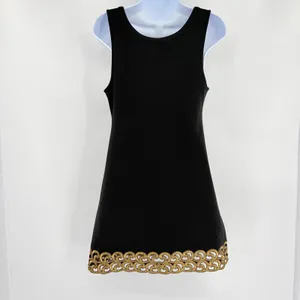 Free People Metallic Embroidered Mini Dress 4 Festival Whimsigoth Boho Black thumbnail 6
