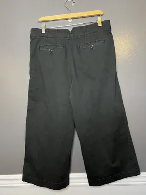 Maeve Anthropologie Pants Womens 12P Gray Wide Leg Crop Chino Pleated Twill thumbnail 4